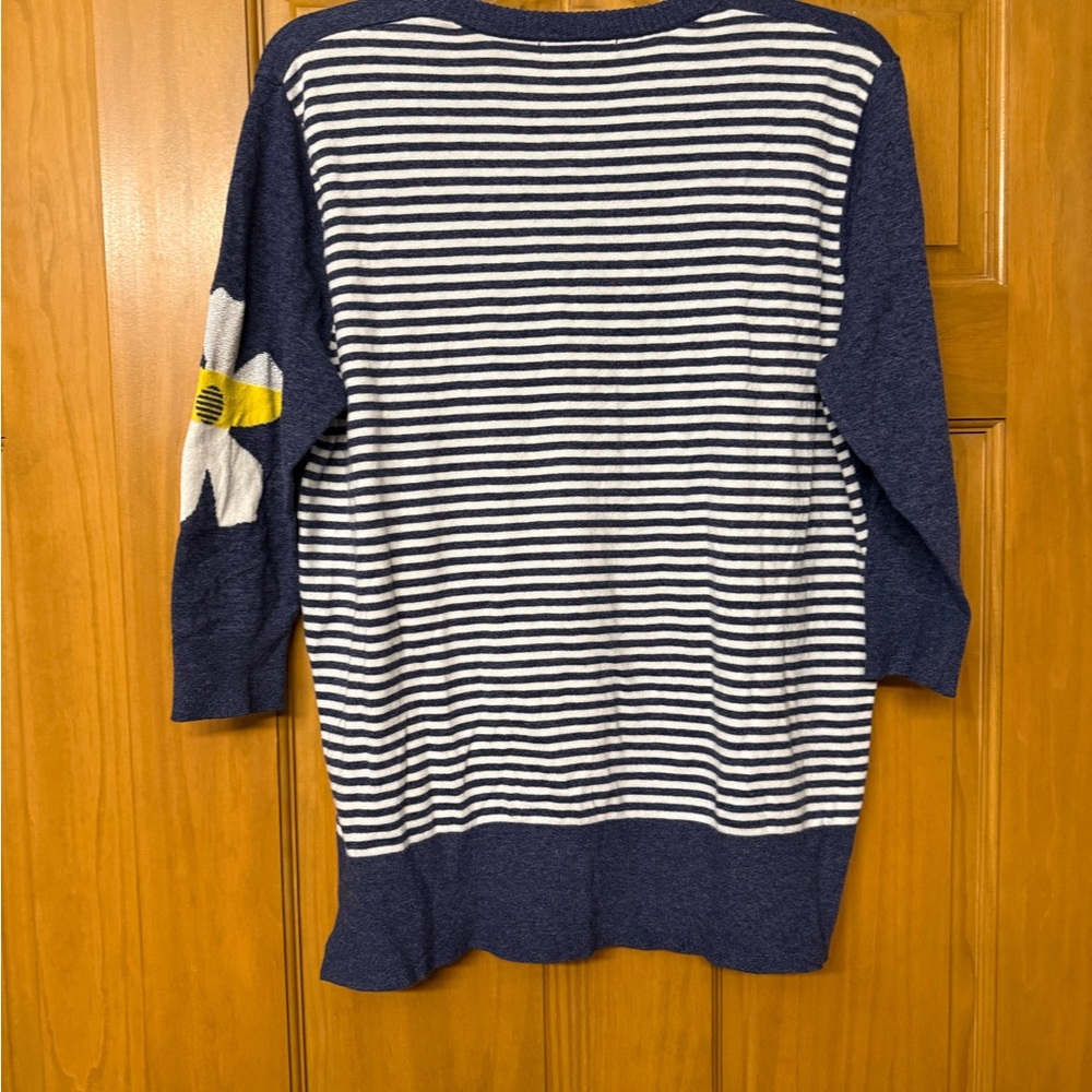 Blue Floral Sweater with Yellow Accents - Picture 2 of 5